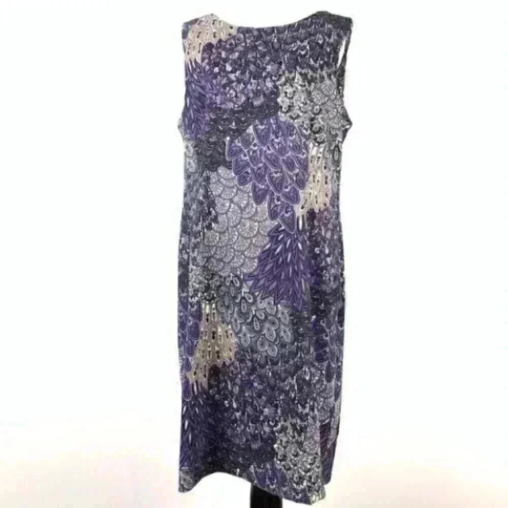 Connected apparel dress size 16 purple multicolored paisley sleeveless pencil - Picture 2 of 8